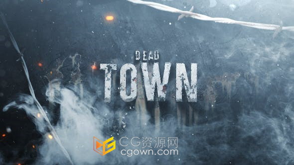 恐怖电影预告片头黑暗铁锈烟雾损坏文字LOGO动画效果视频-AE模板