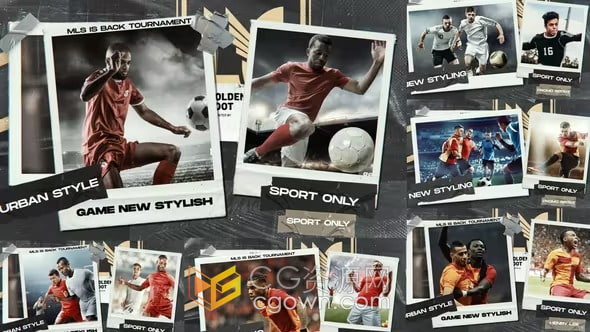 足球体育运动员介绍拼贴照片介绍宣传视频-AE模板下载