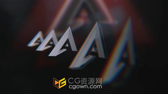 3D透视RGB分割数字失真LOGO故障标志视频片头动画-AE模板