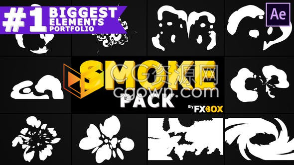 手绘卡通动画烟雾元素集合卡通游戏视频舞蹈表演美容时装博客作品转场特效-AE模板