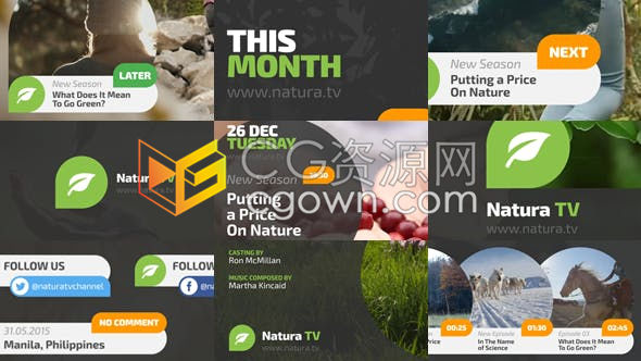 环保主题大自然生态环境电视广播频道包装AE模板免费下载