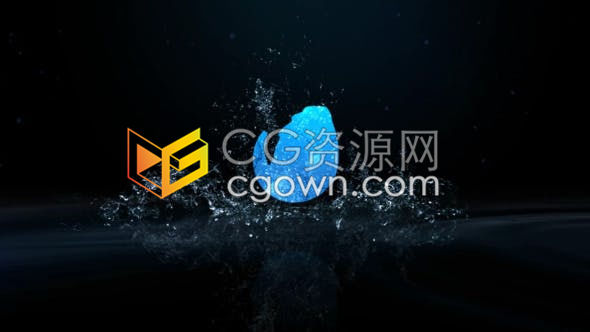 水面溅起水花标志形成LOGO片头动画-AE模板免费下载