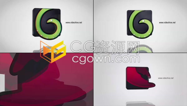简约玻璃质感3D翻转LOGO标志动画演绎-AE模板下载