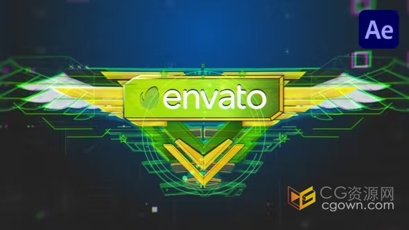 简约朋克风3D科技游戏片头AE标志动画模板