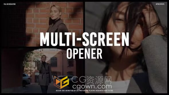 AE模板-时尚街拍动感模特视频广告分屏动画展示Multi-Screen Slideshow