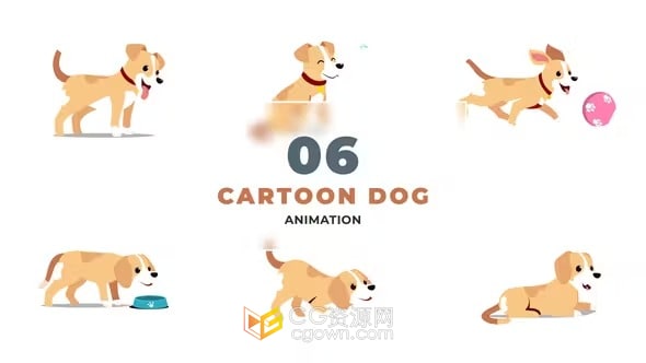 可爱的2D卡通狗角色温馨有趣的动物插图动画AE模板