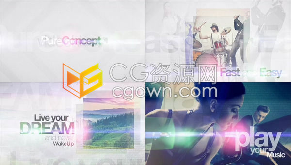 干净简单多层透光素雅白色背景现代杂志宣传封面动画视频相册-AE模板