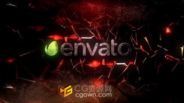 燃烧撞击破碎裂纹火焰LOGO视频片头动画制作-AE模板