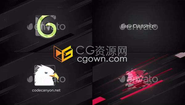 快速栅格切片演绎光面标志LOGO切割效果片头-AE模板下载