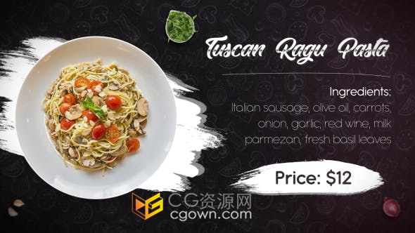 Restaurant Promo餐厅介绍宣传幻灯片笔刷动画转场介绍图文视频-AE模板