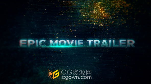 Epic Movie Trailer史诗电影预告片粒子特效金属文字动画-AE模板