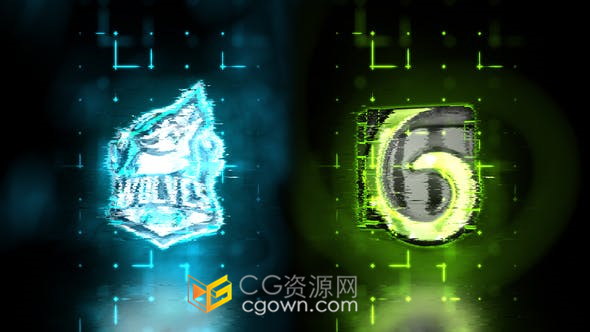 Glow Glitchy Logo发光故障失真标志动画视频片头制作-AE模板