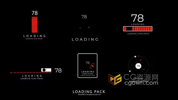 6个独特的高品质场景加载进度条图标动画-AE模板