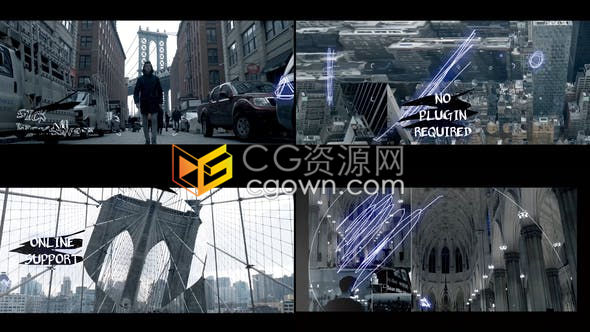 超酷城市场景宣传派对开场霓虹灯开启关闭创意标题字幕动感时尚独特转场元素动画-AE模板