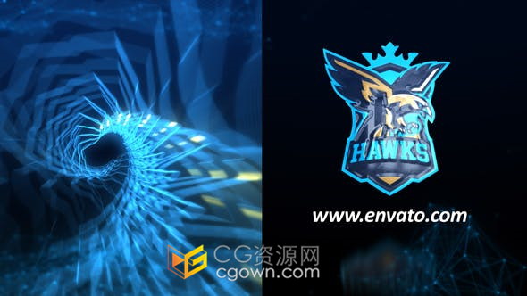 Plexus Glitch Logo故障发光LOGO边缘线条扭曲隧道视频片头-AE模板