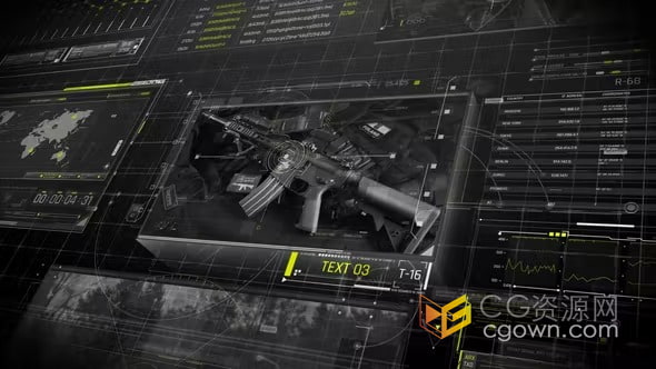 HUD界面宣传介绍科技或者军事视频动画制作-AE模板