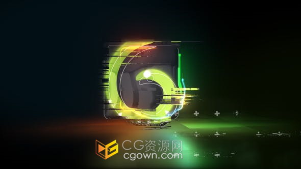 Glow Glitch Logo发光故障光线粒子像素化标志视频片头-AE模板