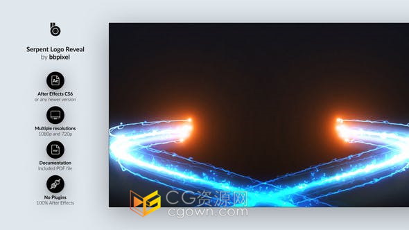 能量耀斑发光粒子光线路径动画LOGO视频片头制作-AE模板