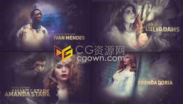 时尚高端质感纪录片宣传笔刷效果展示模特写真婚礼标题幻灯片-AE模板