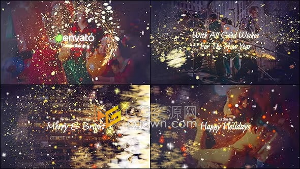 AE模板-明亮快乐节日氛围创建粒子效果圣诞节日新年祝福短视频