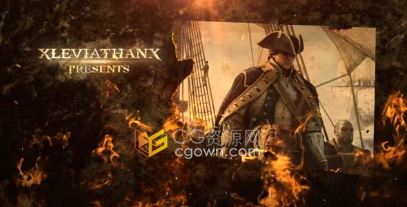 燃烧火焰照片灼烧动画效果史诗电影预告片-AE模板