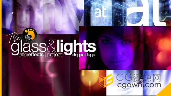 AE模板-变形透明玻璃演绎动画光效组合展示现代标志LOGO开场白