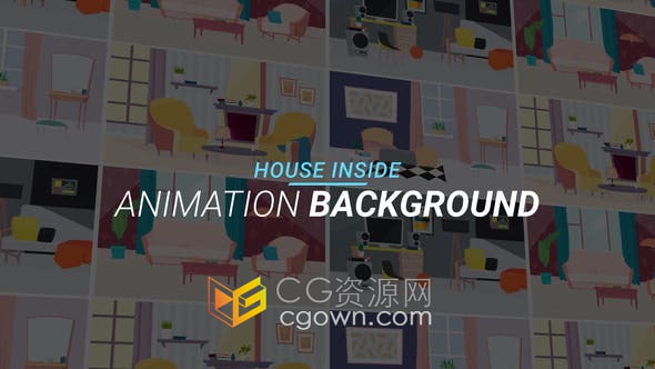 AE模板-家居生活客厅书房卧室休息室公寓插图动画背景
