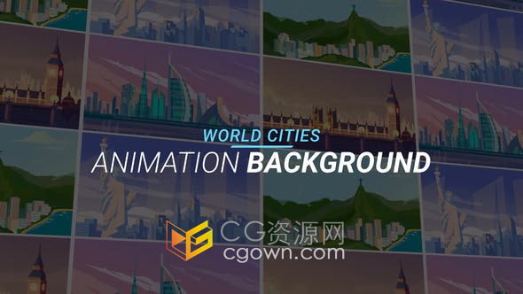 AE模板-伦敦纽约里约热内卢首尔上海摩天大楼世界大都市解说动画背景