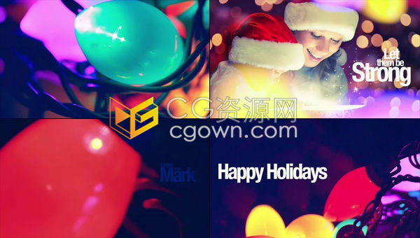 多彩创意圣诞彩灯镜头派对活动节日庆典灯光效果视频包装动画-AE模板下载