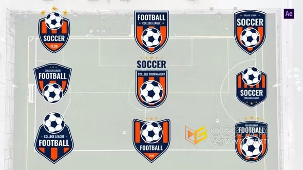 9个足球标题体育品牌足球标志-AE模板