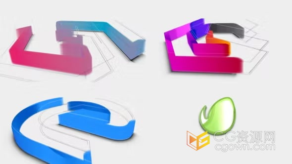 4K绘图彩色3D标志介绍AE模板LOGO片头