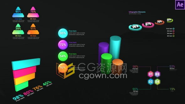 Infographic Dynamic Graphs动态信息列表图形图表动画-AE模板