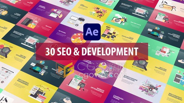 SEO Development Animation 3D场景介绍互联网开发技术市场营销管理介绍动画视频-AE模板