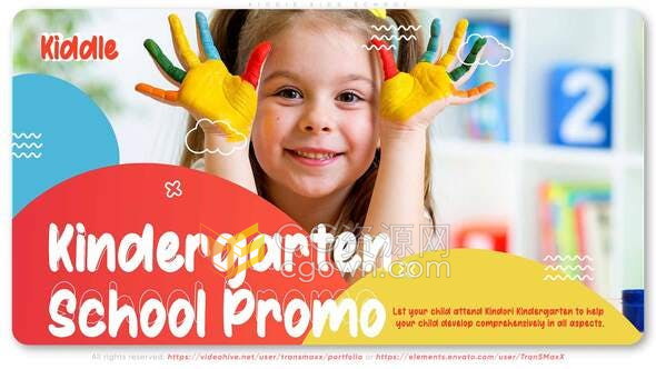 Kiddie Kids School孩子创意课程幼儿园活动宣传广告视频动画制作-AE模板