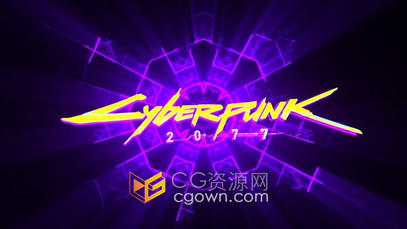 AE模板-超快速故障闪光线条标志赛博朋克风LOGO动画