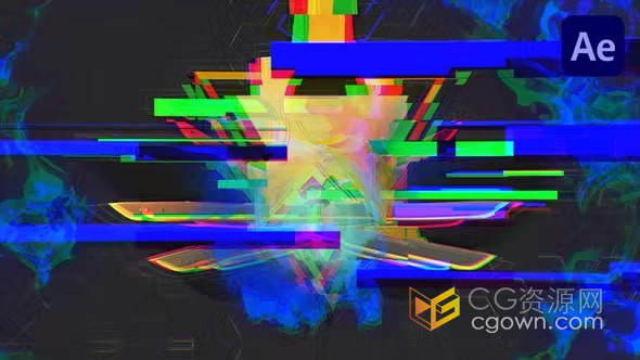 3D畸变动画科技冲击波效果军事数字游戏主题LOGO-AE标志模板