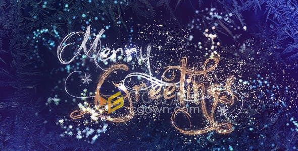 圣诞节祝福视频片头雪花散景背景粒子特效文字动画效果-AE模板