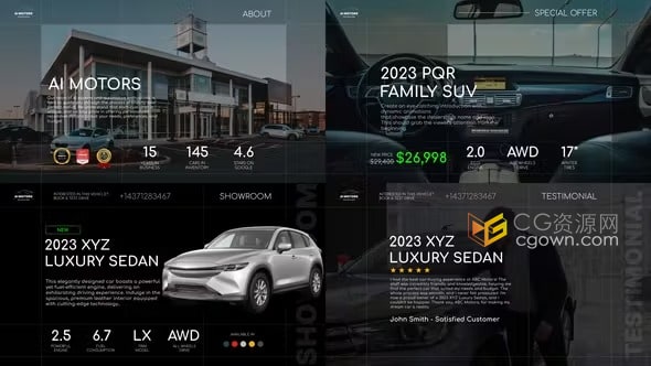 AE模板-品牌4S店汽车经销商车型介绍新品发布汽车广告页面视频