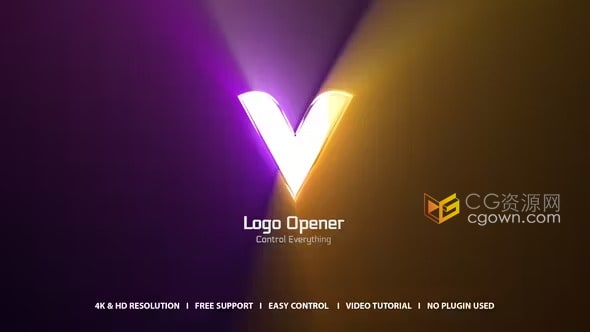 AE模板-明亮多彩光线描边标志光束扫射LOGO动画