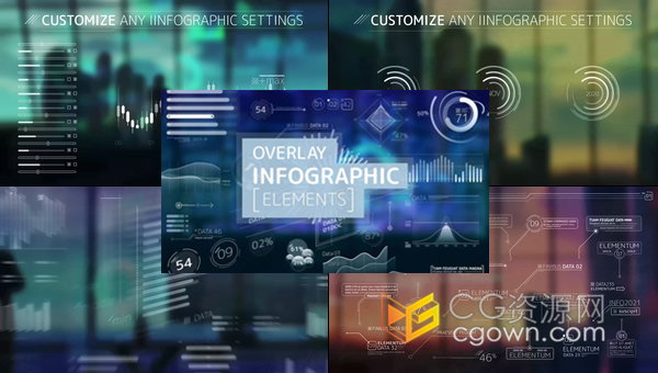 时尚单色信息图表集财务图标信息图形元素公司企业交易数据商业视频展示-AE模板