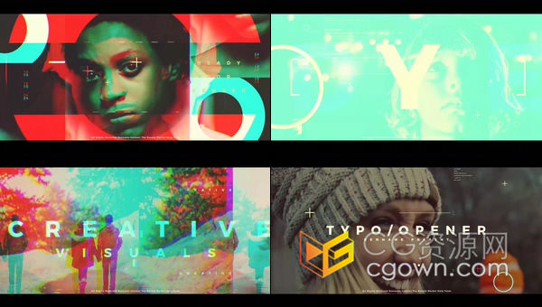 AE模板-跺脚节奏感图文标题排版字幕RGB毛刺动画效果开场介绍视频