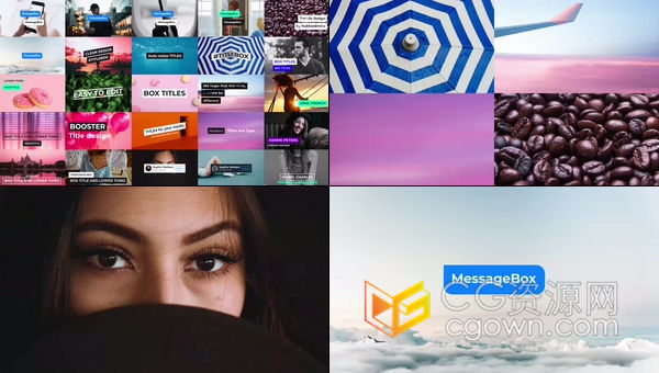 AE模板-自适应大小方框标题社交媒体平台字幕宣传排版文本动画过渡效果