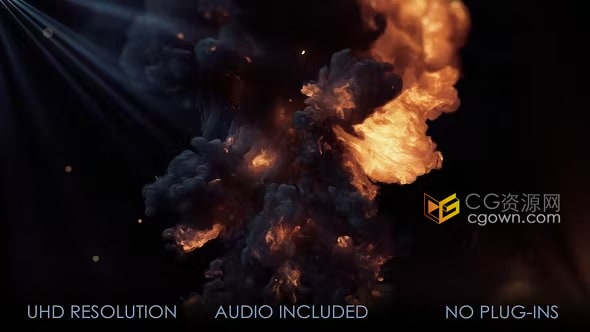 爆炸烟雾特效金属LOGO电影片头AE模板