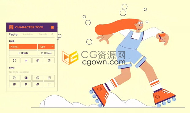 AE脚本Character Tool v1.0.6二维卡通角色手脚生成绑定MG动画工具