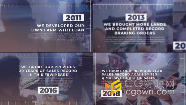 简约经典视差效果房地产企业公司成功发展历程摄影作品时间线展示-AE模板