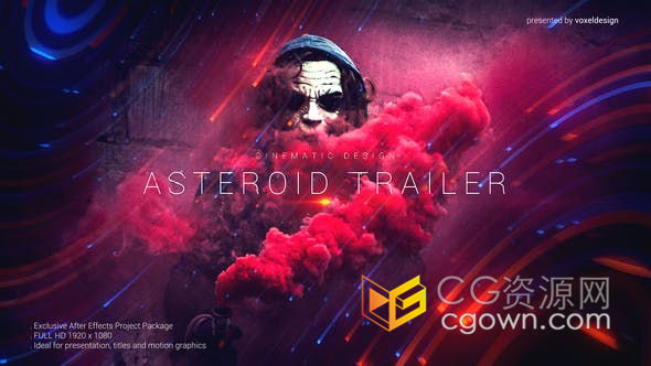 彩色流动光束拖影效果拖尾光纤线条演绎现代粒子标题电影预告片-AE模板下载