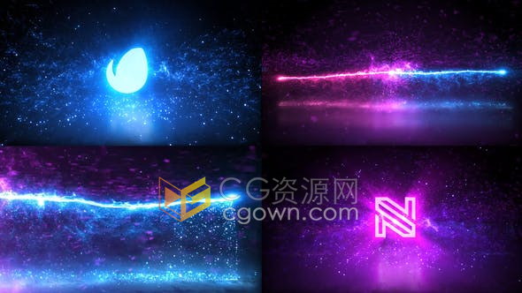 能量光线条纹传送爆炸发光粒子飞溅四射LOGO视频片头-AE模板