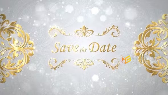 AE模板-豪华皇家婚礼标题金色曼陀罗装饰电子请柬字幕动画
