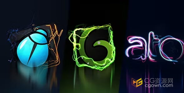 能量电流特效LOGO视频片头3种效果-AE模板下载
