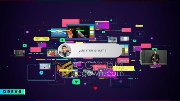 4K分辨率社交媒体简介数字失真计算机连接高科技视频片头-AE模板